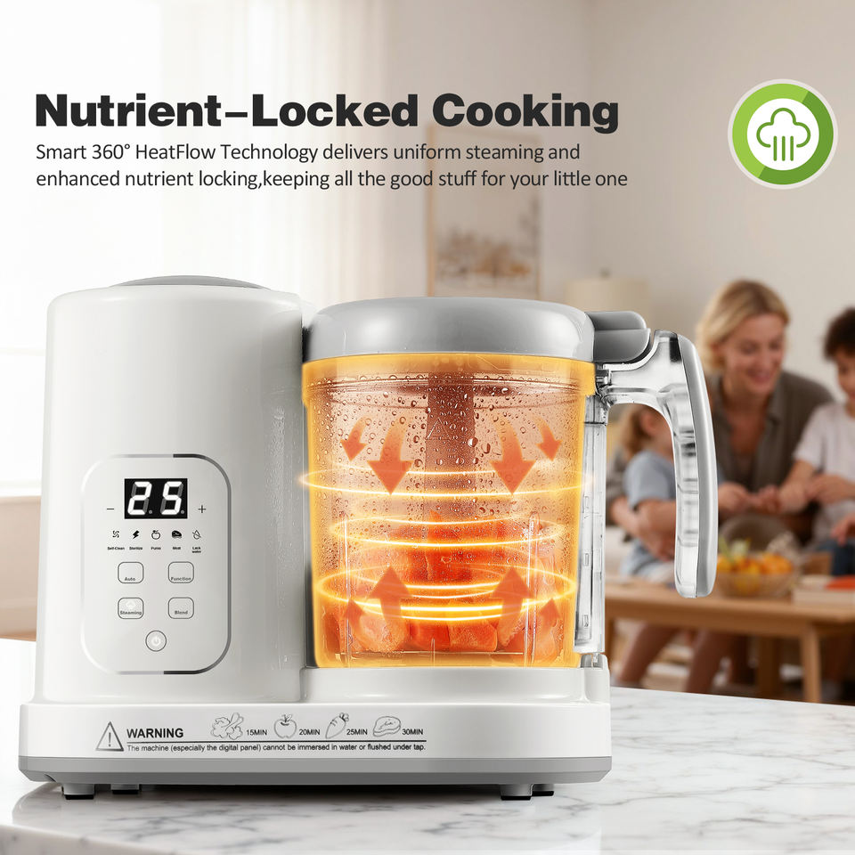 4-in-1 Baby Food Maker with LCD Display – Steam, Blend, Defrost & Reheat