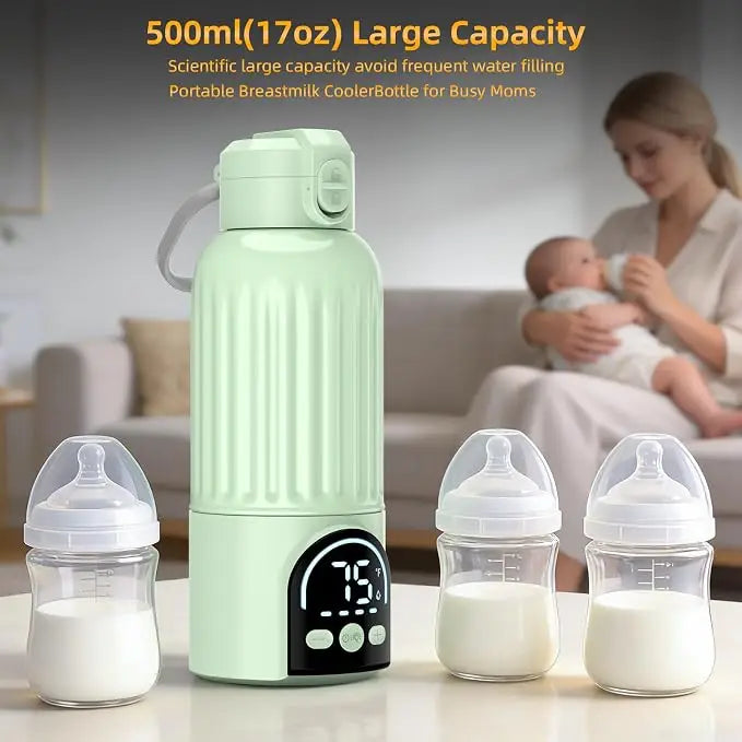 Portable Bottle Warmer with Night Light – 12000mAh Rechargeable 17oz Travel Milk Warmer