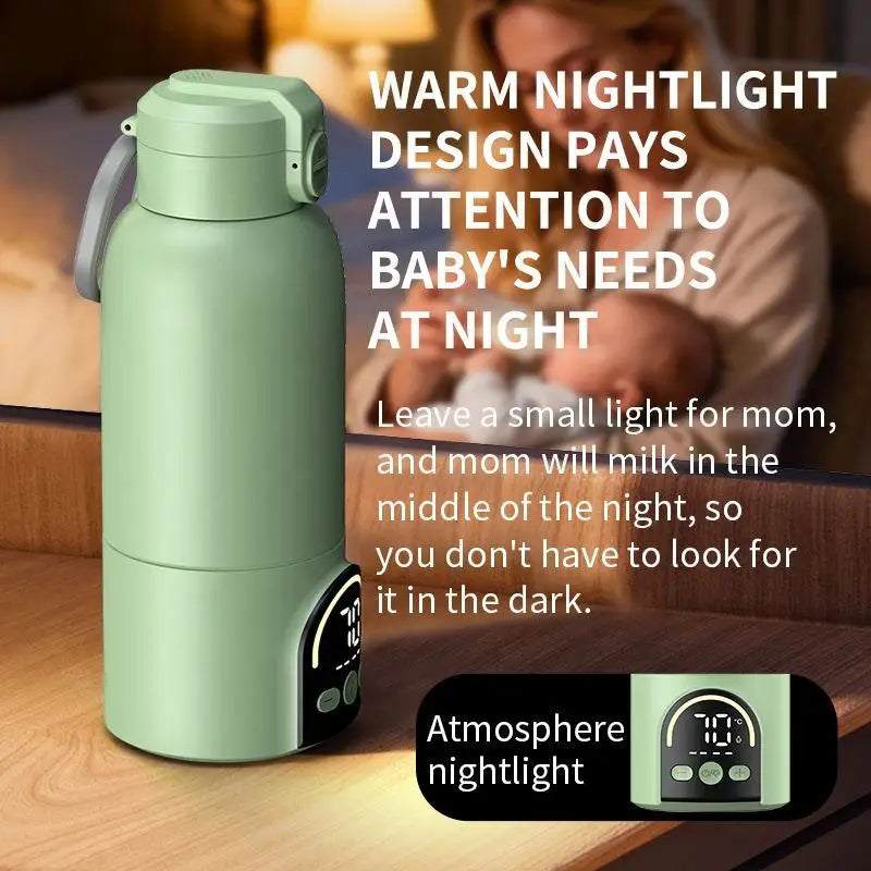 Portable Bottle Warmer with Night Light – 12000mAh Rechargeable 17oz Travel Milk Warmer