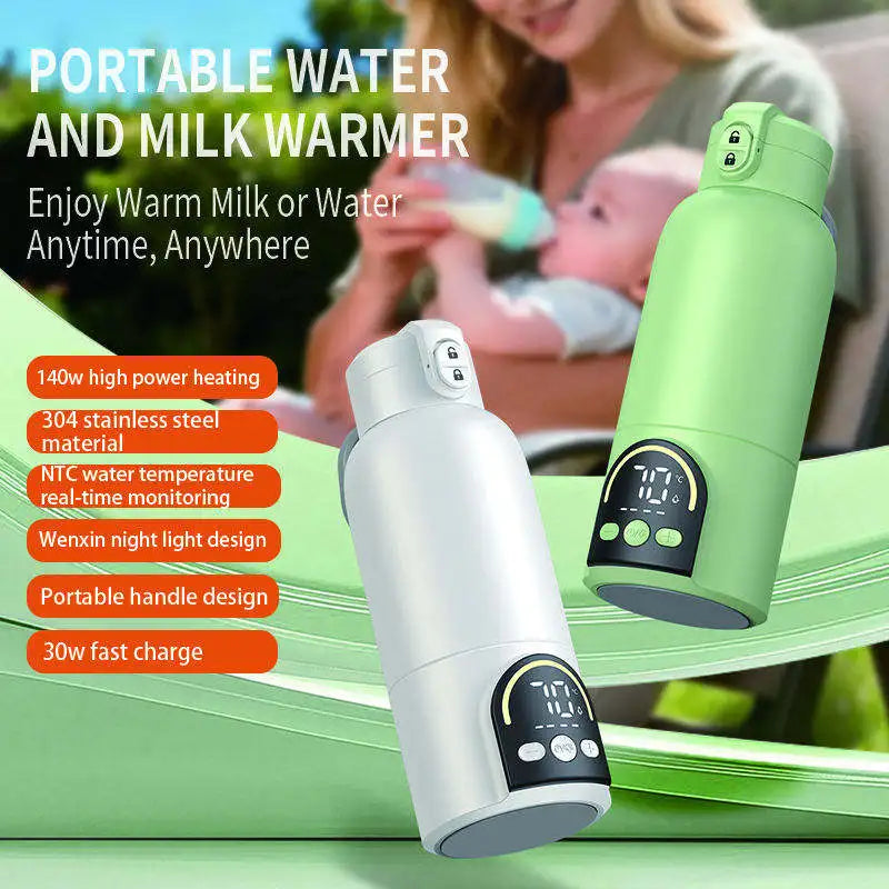 Portable Bottle Warmer with Night Light – 12000mAh Rechargeable 17oz Travel Milk Warmer